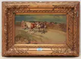 Bue ed asinello by Tiziano Pellicciotti, oil on board, offered Jun 2022