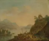 Umkreis Flusslandschaft by Christian Georg I. Schüz, oil on canvas, sold Jun 2022