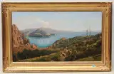 Blick auf die Halbinsel von Sorrent von Capri aus by Charles Jones Way, oil on canvas, sold Jun 2022