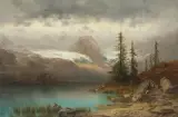 Hochgebirgssee mit Gletscher im Hintergrund by Willibald Wex, oil on canvas, sold Jun 2022