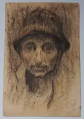 Männerportrait by László Mednyánszky, mixed media, sold Jun 2022