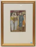Café Alex by David Schneuer, watercolor, sold Jun 2022