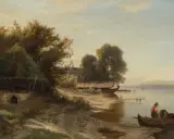 Starnbergersee mit Bootsschuppen by Johann Gottfried Steffan, oil on panel, offered Jun 2022
