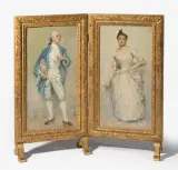 Kleiner, zweiteiliger Paravent by Jules Blancpain, oil on panel, offered Jun 2022