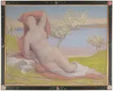 Nu féminin couché dans l'herbes by Alexandre Perrier, oil on canvas, offered Jun 2022