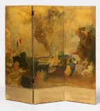 Dreiteiliger Paravent by Raoul Domenjoz, oil on panel, offered Jun 2022