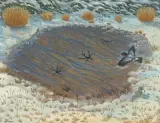 Spiegelungen im Schwarzeis, 1985 by Johannes Diem, oil, offered Jun 2022
