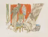 Interieur mit zwei Frauen by Alois Carigiet, 1969, color lithograph, sold Jun 2022