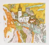 An der Strasse nach Schlans by Alois Carigiet, 1975, color lithograph, sold Jun 2022