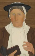Walliserin mit Gebetbuch und Kerze by Raphy Dallèves, 1915, gouache, sold Jun 2022