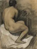 Sitzender Rückenakt by Théophile Steinlen, charcoal, sold Jun 2022