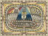 Riesen=Stadt, Aschen=Hall, auf den nördlichen Balearen, im Königreich Spanien by Adolf Wölfli, 1917, oil, sold Jun 2022