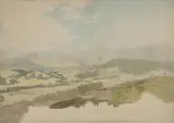 Landschaft nordöstlich von Basel mit Lörrach(?) by Umgebung Basel, watercolor, offered Jun 2022