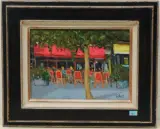 Bistro à Fontainebleau by Cobet, oil on canvas, sold Jun 2022