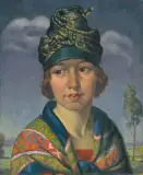 Damenbildnis", 1924 by Gottfried Matter, oil on board, sold Jun 2022