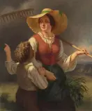 Die Rückkehr vom Feld, 1850 by Johannes Mettler, oil on canvas, sold Jun 2022