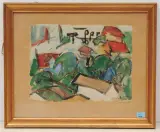 Häuser im Tessin by Oskar Lüthy, watercolor, sold Jun 2022