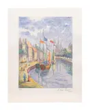 Le Port de Quimper by Hughes Claude Pissarro, etching and aquatint on paper, sold Oct 2023