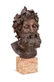 Bacchus by Julien Dillens, 1881, marble plinth, sold Nov 2023
