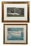 (2) watercolors of small boats by Thomas Newnam, watercolor on paper, sold Nov 2025