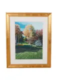 Garden Landscape with Birch Tree" likely Winterthur Museum and Gardens in Delaware by Thomas Newnam, watercolor on paper, sold Nov 2025
