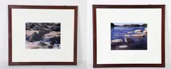 (2) Riverscape Photographs depicting large rocks in the water by Jim Bones, gelatin silver prints, sold Nov 2025