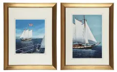 (2) Sailboat paintings by Thomas Newnam, watercolor on paper, sold Dec 2025