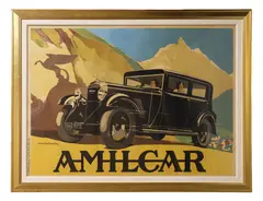 Vintage French Amilcar Poster by Maurice Barbey, lithograph on paper, sold Dec 2025