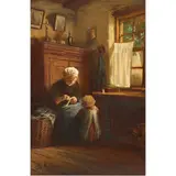 Untitled (Interior Scene with Mother and Child) by Albert Neuhuys, oil on panel, sold Sep 2022