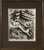 The Hare and the Frogs," (1927-1930) by Marc Chagall, 1952, etching from "Les Fables de la Fontaine," printed by Maurice Potin, sold Sep 2022