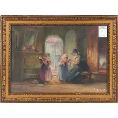 Interior Genre Scene by Francis Vreeland, watercolor, sold Sep 2022