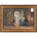 Interior Genre Scene by Francis Vreeland, watercolor, sold Sep 2022