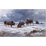 Untitled (Winter Landscape with Buffalo) by A. D. M. Cooper, 1898, oil on canvas, sold Oct 2022