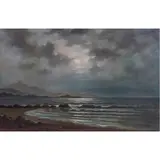 Seascape and Moon by Charles Henry Harmon, oil on canvas, sold Oct 2022