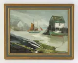 ships in an Eastern bay by Joseph Purcell, oil on canvas, sold Jun 2025