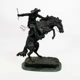 Bronze Sculpture by Bronco Buster, Outstanding bronze sculpture after Frederic Remington's orig, sold Oct 2023