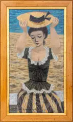 Woman by the Sea by Fletcher Martin, 1956, Oil on Canvas, sold Jul 2024