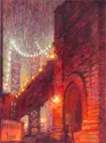 Manhattan Bridge at Night by Robert Padovano, 2007, Acrylic on Canvas, sold Jul 2024