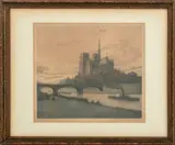 Notre-Dame de Paris No 2 by Henri Meunier, Aquatint in Colors, sold Jul 2024