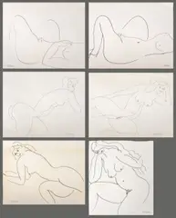 Six Nude Woman Studies by Norman Carton, Ink on Paper, sold Jul 2024