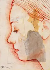Red Profile by Phil Padwe, 2013, Mixed Media on Board, sold Jul 2024