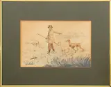 Victorian Coursing Scene by F. Hobbs, 1848, Graphite and Watercolor on Paper, sold Jul 2024