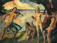 Reigen by Leo Putz, oil on canvas, sold Sep 2022