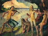 Reigen by Leo Putz, oil on canvas, sold Sep 2022