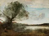 Un Village au Loin by Jean-Baptiste Camille Corot, oil on panel, sold Apr 2020