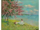 Frühling am see by Edward Cucuel, 1875 San Francisco – 1954 Pasadena & Kalifornien, oil on canvas, sold Dec 2018