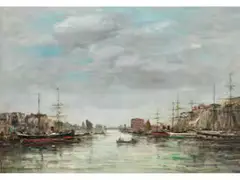 Der Hafen von le Havre by Eugène Boudin, oil, sold Apr 2020