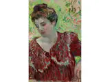 Portrait Einer Dame in Rotem Gewand by Henri Lebasque, oil on canvas, offered Jun 2019