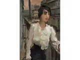 Junge Frau auf Einem Balkon in Paris by Isaac Israëls, oil on canvas, sold Mar 2019