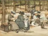Gouvernanten und Kinder im Park (bois de Boulogne) by Isaac Israëls, gouache, offered Dec 2015